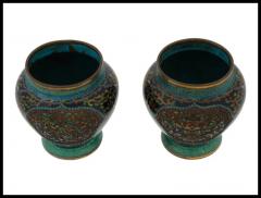 Rare Pair of Antique Japanese Cloisonne Enamel Meiji Vases - 3903376