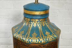 Rare Pair of Blue Tea Tin Lamps - 2528261