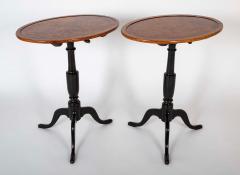Rare Pair of Burl Elm Oval Tilt Top Stands - 4217688