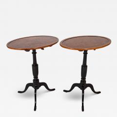Rare Pair of Burl Elm Oval Tilt Top Stands - 4218430