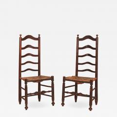 Rare Pair of Five Slat Ladderback Side Chairs - 1023291