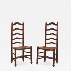 Rare Pair of Five Slat Ladderback Side Chairs - 1329901