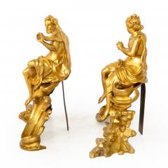 Rare Pair of French Antique Bronze Fireplace Chenets Vulcan and Venus  - 4618125