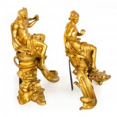 Rare Pair of French Antique Bronze Fireplace Chenets Vulcan and Venus  - 4618126