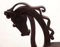 Rare Pair of Horse shaped Wrought Iron Andirons - 1562200