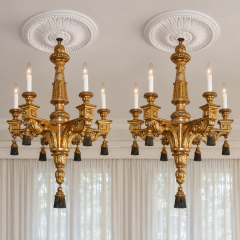 Rare Pair of Italian 18th Century Giltwood Chandelier - 4796454