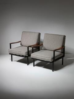Rare Pair of Lounge Chairs Model P24 by Osvaldo Borsani for Tecno - 4726199
