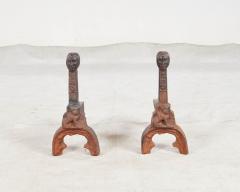 Rare Pair of Medieval Sand Cast Iron Andirons - 3729693