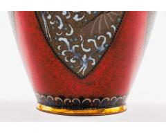 Rare Pair of Meiji Period Japanese Cloisonne Enamel Vases Red Ground Dragon 3 - 4556033