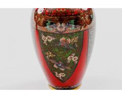 Rare Pair of Meiji Period Japanese Cloisonne Enamel Vases Red Ground Dragon 3 - 4556035