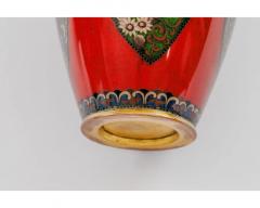 Rare Pair of Meiji Period Japanese Cloisonne Enamel Vases Red Ground Dragon 3 - 4556036