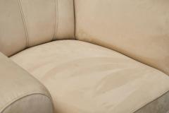 Rare Pair of Monumental Art Deco Lounge Chairs in Alcantara 1930s - 4677253