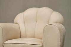 Rare Pair of Monumental Art Deco Lounge Chairs in Alcantara 1930s - 4677260