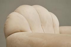 Rare Pair of Monumental Art Deco Lounge Chairs in Alcantara 1930s - 4677300