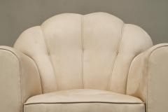 Rare Pair of Monumental Art Deco Lounge Chairs in Alcantara 1930s - 4677303