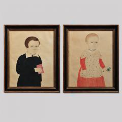 Rare Pair of Portraits of a Boy and Girl - 342653