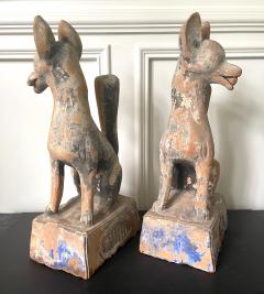 Rare Pair of Pottery Kitsunes of Inari Okami Shrine Meiji Period - 2674687