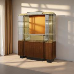 Rare Parker Pen Streamlined Art Deco Display Case w Brass Towers Walnut Base - 4217271