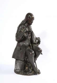 Rare Patinated Bronze Sculpture of Benjamin Franklin by A Carrier Belleuse - 2433631