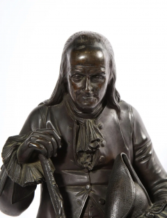 Rare Patinated Bronze Sculpture of Benjamin Franklin by A Carrier Belleuse - 2433632