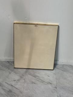 Rare Rectangular Wall Mirror with Solid Brass Frame Italy 1950s - 4353635