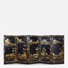 Rare Regency Black Japanned Five Panel Screen c 1810 - 4616541