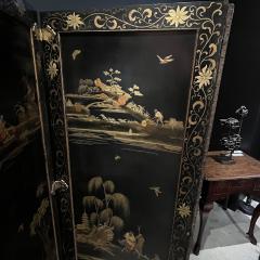 Rare Regency Black Japanned Five Panel Screen c 1810 - 4616551