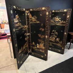 Rare Regency Black Japanned Five Panel Screen c 1810 - 4616552