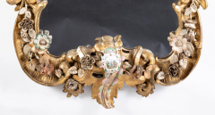 Rare Rococo German Giltwood Carved Mirror with Porcelain Medallions Insets - 2679477
