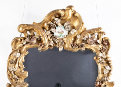 Rare Rococo German Giltwood Carved Mirror with Porcelain Medallions Insets Rare Rococo German Giltwood Carved Mirror with Porcelain Medallions Insets