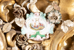 Rare Rococo German Giltwood Carved Mirror with Porcelain Medallions Insets - 2679736