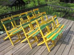 Rare Set of 12 Hand Painted French Art Deco Dining Cafe Garden Chairs C 1920 - 4090971