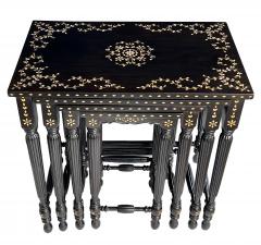 Rare Set of 4 Anglo Indian Inlaid and Ebonized Wood Nesting Tables - 2986422