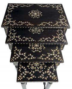 Rare Set of 4 Anglo Indian Inlaid and Ebonized Wood Nesting Tables - 2986424