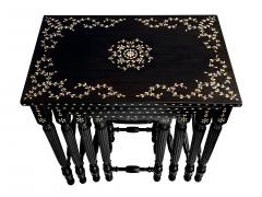 Rare Set of 4 Anglo Indian Inlaid and Ebonized Wood Nesting Tables - 2986425