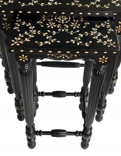 Rare Set of 4 Anglo Indian Inlaid and Ebonized Wood Nesting Tables - 2986426