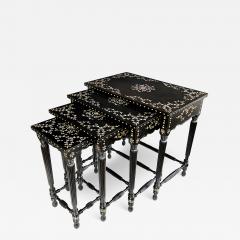 Rare Set of 4 Anglo Indian Inlaid and Ebonized Wood Nesting Tables - 2987912