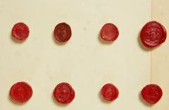 Rare Set of 4 Framed Collections of Early Wax Seals - 4322037