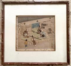Rare Set of Framed Japanese Oshi E Textile Art Meiji Period - 1900682