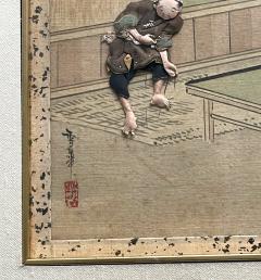 Rare Set of Framed Japanese Oshi E Textile Art Meiji Period - 1900687