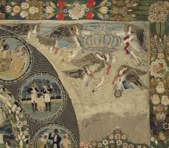 Rare Very Large Silk Work Embroidery Depicting Louis Philippe And His Family - 4750801