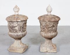 Rare and Important Pair of 17th c Carved Marble Urns - 3406849