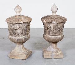 Rare and Important Pair of 17th c Carved Marble Urns - 3406850