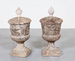 Rare and Important Pair of 17th c Carved Marble Urns - 3406851
