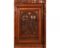 Rare and Important Renaissance Judaica Carved Oak Wood Cabinet - 3009491