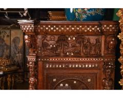 Rare and Important Renaissance Judaica Carved Oak Wood Cabinet - 3009494