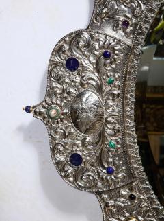 Rare and Magnificent Indian Silver Gold Jeweled Palace Mirror - 2519670