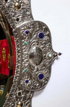 Rare and Magnificent Indian Silver Gold Jeweled Palace Mirror - 2519675