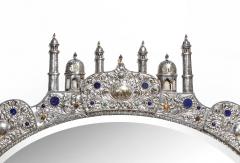 Rare and Magnificent Indian Silver Gold Jeweled Palace Mirror - 2519681