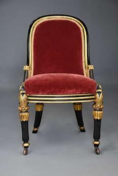 Rare early 19th century English Regency ebonised and gilt side chair - 4753009